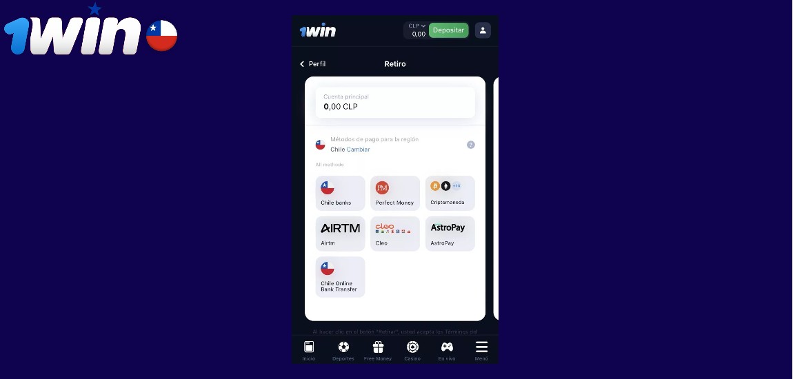 Métodos de Pago en 1Win Chile