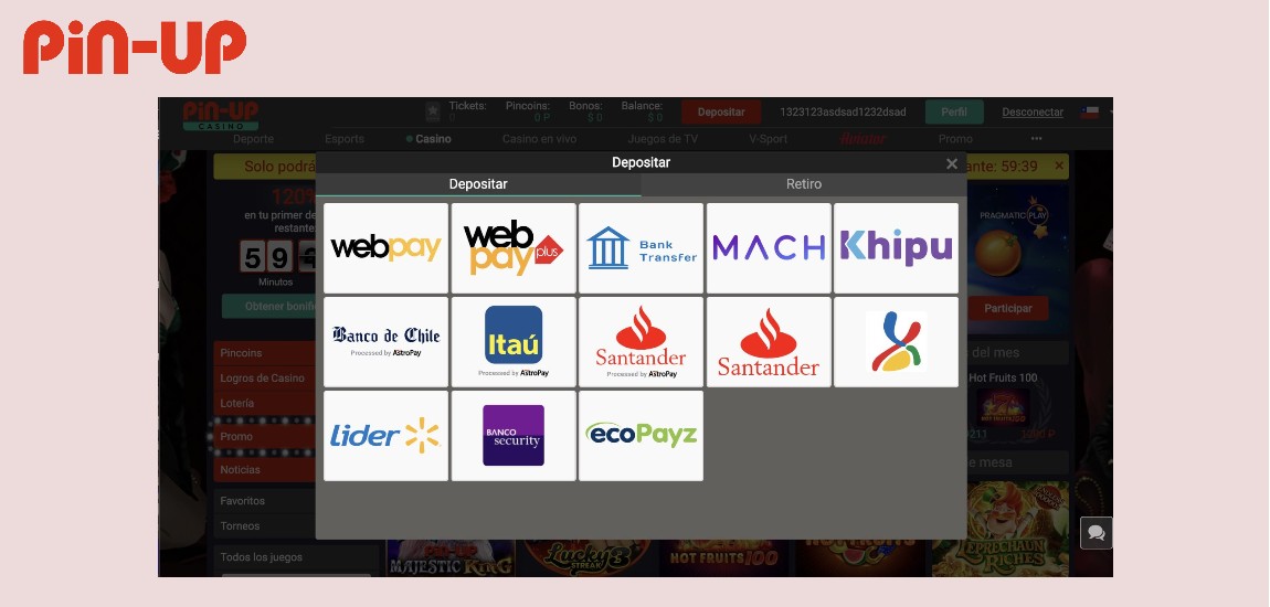 Cómo depositar y retirar dinero en Pin Up